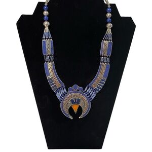 Antique Rare Tibetan Crescent Pendant Necklace